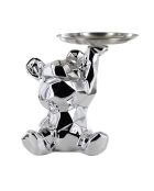 Statue Ourson argent vide-poche argentée - 14,5x12x18 cm