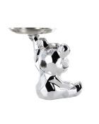 Statue Ourson argent vide-poche argentée - 14,5x12x18 cm