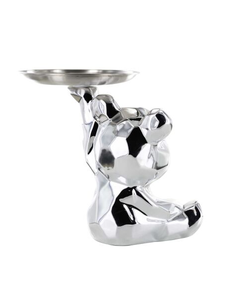 Statue Ourson argent vide-poche argentée - 14,5x12x18 cm