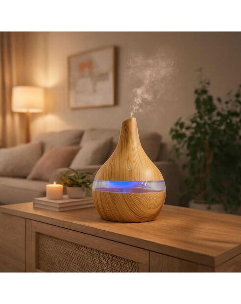 LED-Diffusor für ätherische Öle aus Holz, 11 x 14 x 11 cm