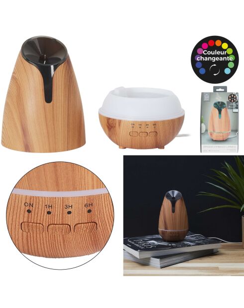 Brauner USB-Diffusor mit Holzdruck - 120 ml