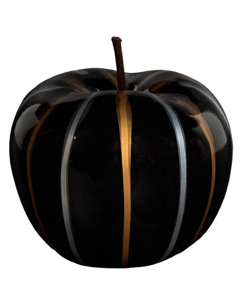 Statue Pomme coulure bronze argenté noir - 12x13x12 cm