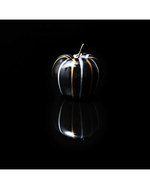 Statue Pomme coulure bronze argenté noir - 12x13x12 cm