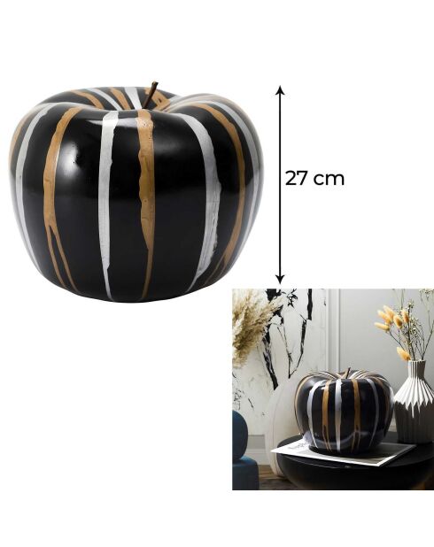 Statue Pomme coulure bronze et argent noir - 25x27x25 cm
