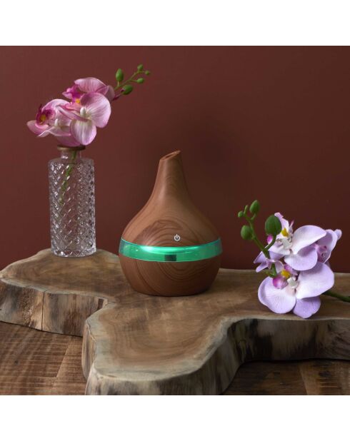 Diffusor für ätherische Holzöle mit LED-Licht, 8,6 x 16 x 16 cm