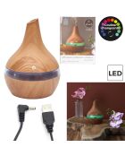 Diffusore di oli essenziali in legno chiaro a LED - 8,6x16x16 cm