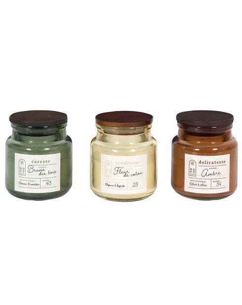 Set di 3 candele profumate in barattolo Softness grigio/terracotta/verde - H.7,1 cm