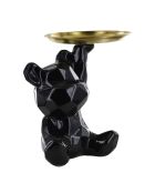 Statue Ourson noir vide-poche noire - 14,5x12x18 cm