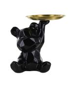 Statue Ourson noir vide-poche noire - 14,5x12x18 cm