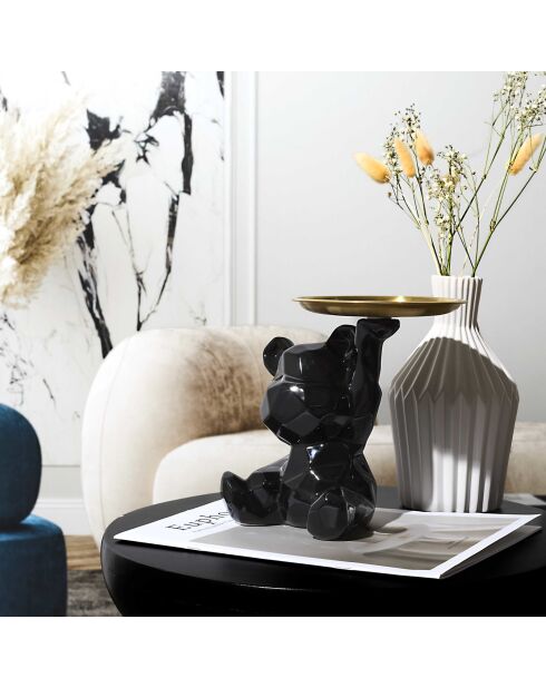 Statue Ourson noir vide-poche noire - 14,5x12x18 cm
