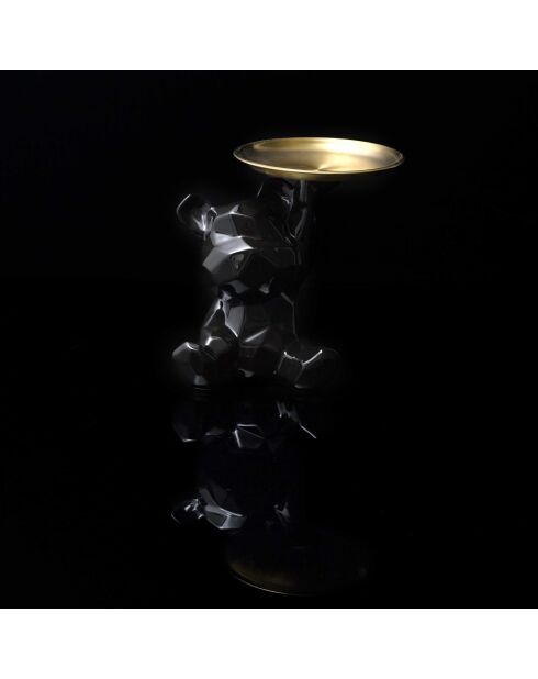 Statue Ourson noir vide-poche noire - 14,5x12x18 cm