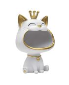 Statue Chat blanc vide-poche blanc/doré - 16x25,5x13,5 cm