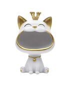 Statue Chat blanc vide-poche blanc/doré - 16x25,5x13,5 cm