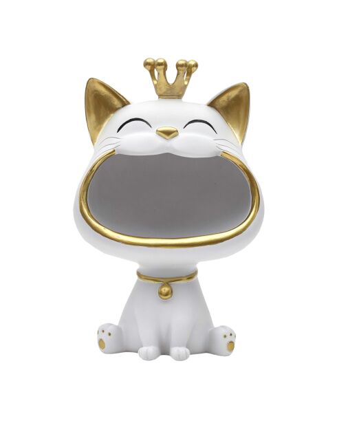 Statue Chat blanc vide-poche blanc/doré - 16x25,5x13,5 cm