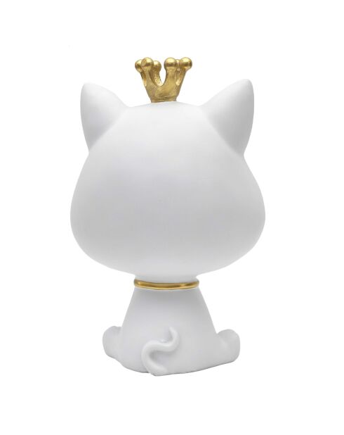 Statue Chat blanc vide-poche blanc/doré - 16x25,5x13,5 cm