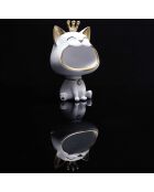 Statue Chat blanc vide-poche blanc/doré - 16x25,5x13,5 cm