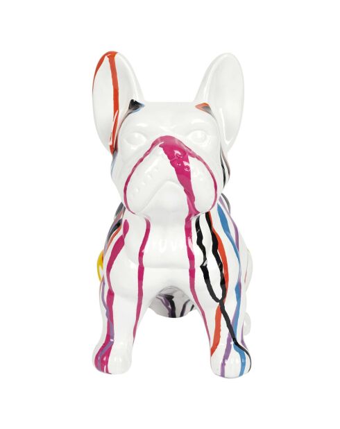 Bulldog en céramique coulures multicolore - 28x30x16 cm