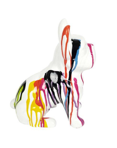 Bulldog en céramique coulures multicolore - 28x30x16 cm