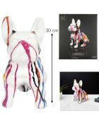 Bulldog de cerámica con gotas multicolores - 28x30x16 cm