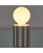 Lámpara a batería de cerámica blanca/taupe - 8,5x18,5x8,5 cm