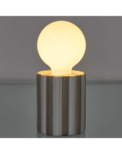 Lámpara a batería de cerámica blanca/taupe - 8,5x18,5x8,5 cm