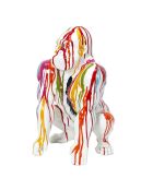 Decoración multicolor con forma de arcoíris de gorila blanca - 28x46x28 cm