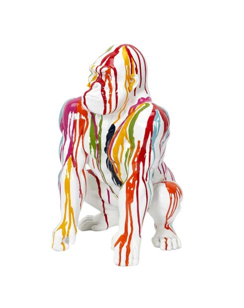 Gorille blanc Rainbow décoration multicolore - 28x46x28 cm
