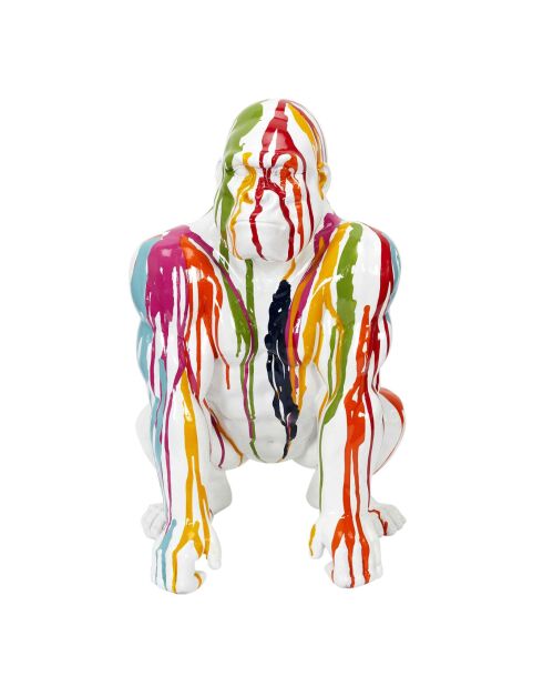 Gorille blanc Rainbow décoration multicolore - 28x46x28 cm
