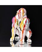 Decoración multicolor con forma de arcoíris de gorila blanca - 28x46x28 cm