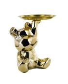 Estatua de oso de peluche dorado bolsillo vacío dorado - 14,5x12x18 cm