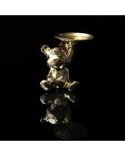 Estatua de oso de peluche dorado bolsillo vacío dorado - 14,5x12x18 cm
