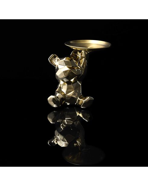 Statue Ourson doré vide-poche dorée - 14,5x12x18 cm
