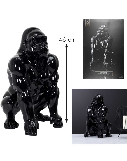 Gorille décoration noir - 28x46x28 cm