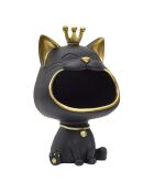 Estatua de gato negro con bolsillo dorado/negro - 16x25,5x13,5 cm