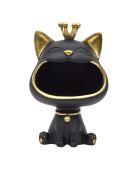 Estatua de gato negro con bolsillo dorado/negro - 16x25,5x13,5 cm