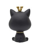 Estatua de gato negro con bolsillo dorado/negro - 16x25,5x13,5 cm