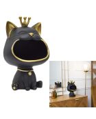 Estatua de gato negro con bolsillo dorado/negro - 16x25,5x13,5 cm