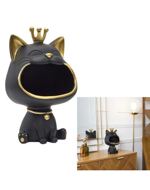 Statue Chat noir vide-poche doré/noir - 16x25,5x13,5 cm