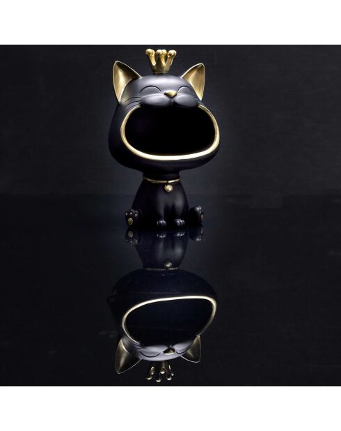 Statue Chat noir vide-poche doré/noir - 16x25,5x13,5 cm