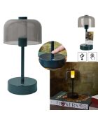 Grüne wiederaufladbare Touch-Tischlampe - 13x24,5x13 cm