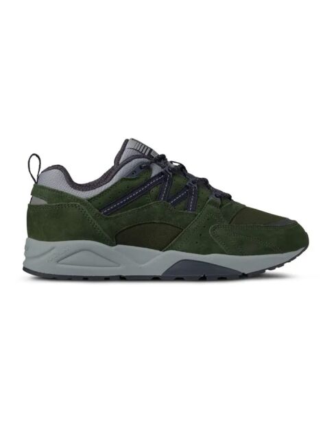 Donkergroene Fusion 2.0 leren sneakers