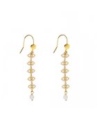Boucles d'oreilles en laiton Eyes doré /nacre blanche