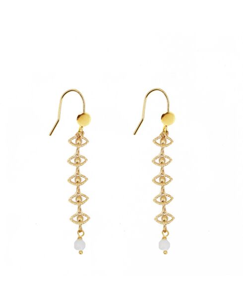 Boucles d'oreilles en laiton Eyes doré /nacre blanche
