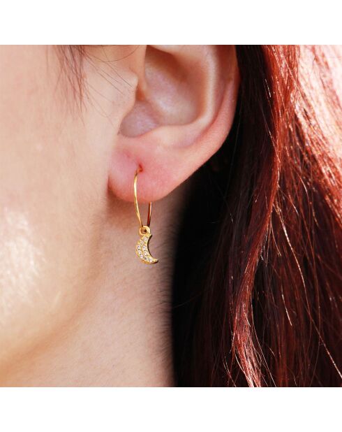 Mini boucles d'oreilles Créoles en laiton Lune dorées