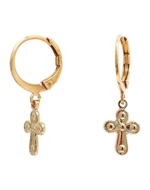 Mini Créoles Cléa Croix en Laiton doré