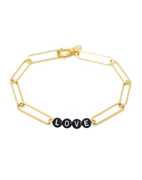 Bracciale Love in ottone dorato/nero