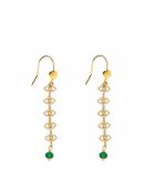 Boucles d'oreilles en laiton Eyes doré/agate verte