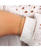 Bracelet Mini Stone Croix en laiton doré/Turquoise