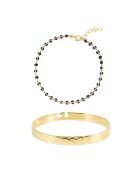 Set bracciale/bracciale Eternity in ottone dorato/resina nera