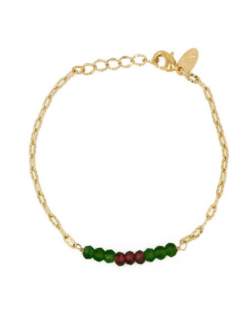 Bracciale in ottone e agata verde in oro sacro